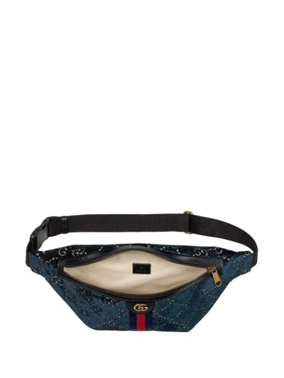 Shop Gucci Gg Velvet Belt Bag In Blue