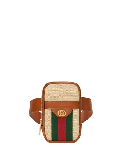 Shop Gucci Gg Logo Belted Iphone Case In Brown ,multicolour