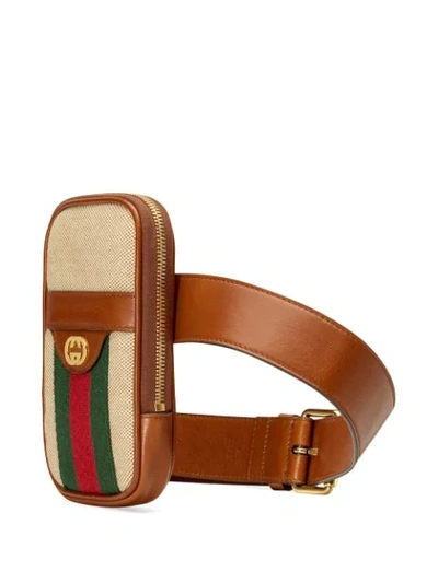 Shop Gucci Gg Logo Belted Iphone Case In Brown ,multicolour