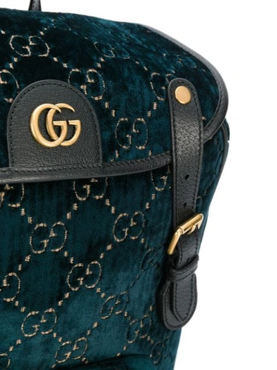 Shop Gucci Small Gg Velvet Backpack In Blue
