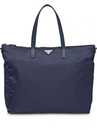 Shop Prada Nylon Bag In Blue