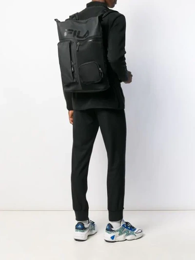 Shop Fila Logo Print Utility Backpack In Black