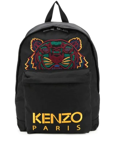 Shop Kenzo Tiger Embroidered Backpack In Black