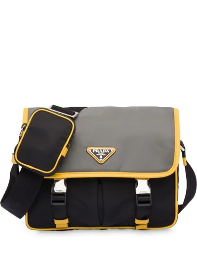Shop Prada Contrast Detail Messenger Bag In Black