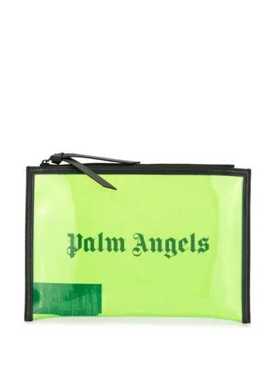 Shop Palm Angels Logo-print Pouch In Green