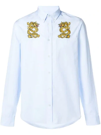 Shop Kenzo Embroidered Snake Shirt - Blue