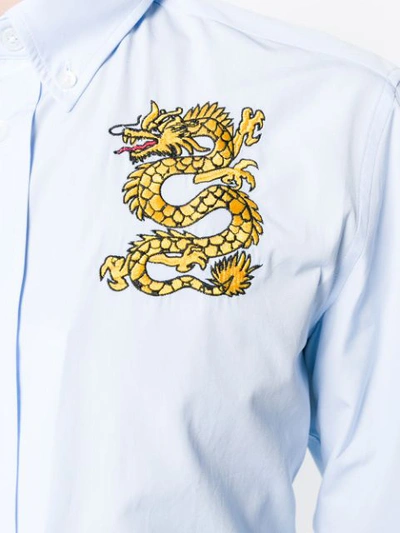 Shop Kenzo Embroidered Snake Shirt - Blue