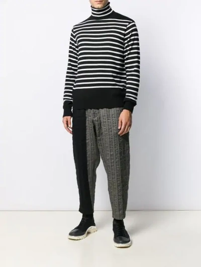 Shop Takahiromiyashita The Soloist Striped Knit Jumper In Black