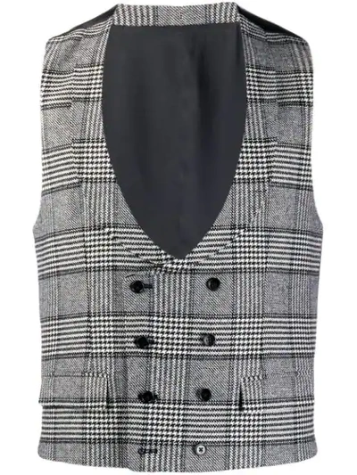 Shop Dolce & Gabbana Checked Double-breasted Waistcoat In Black