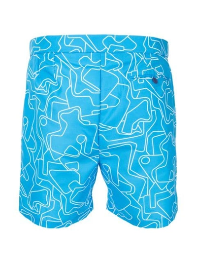 Shop Frescobol Carioca Aerial Swim Shorts In Blue