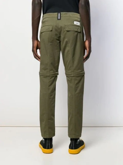 Shop Kenzo Zipped Chino Trousers In Green