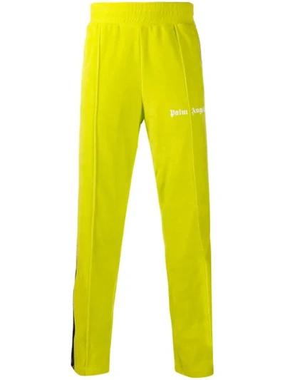 Palm Angels Velour Side Stripe Track Pants In Green