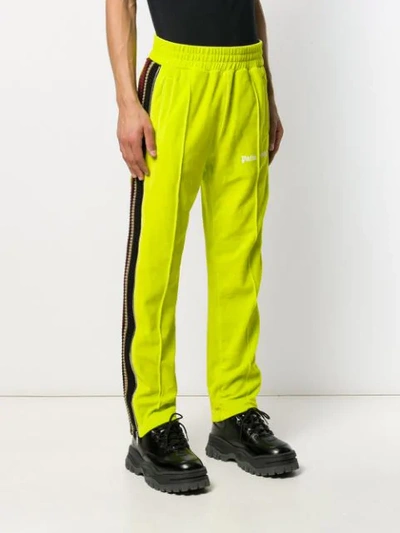 Palm Angels Velour Side Stripe Track Pants In Green