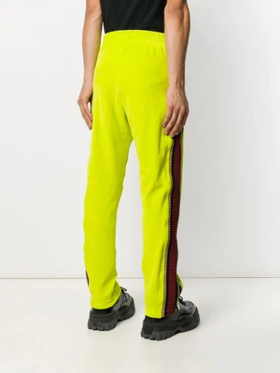 Palm Angels Velour Side Stripe Track Pants In Green