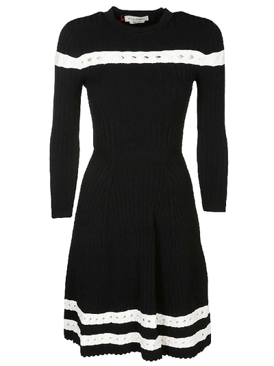 Shop Alexander Mcqueen Knitted Skater Dress In Black