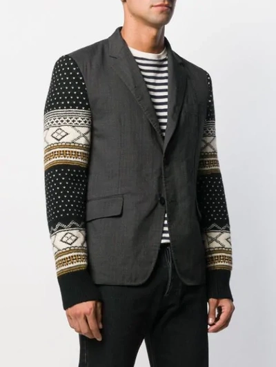 Shop Junya Watanabe Knit Sleeves Blazer In Grey