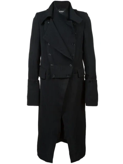 Shop Ann Demeulemeester Striped Double Breasted Coat In Black