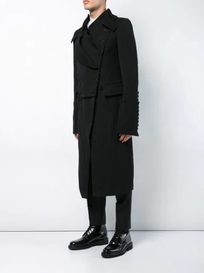 Shop Ann Demeulemeester Striped Double Breasted Coat In Black
