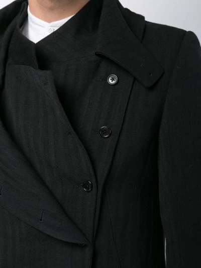 Shop Ann Demeulemeester Striped Double Breasted Coat In Black