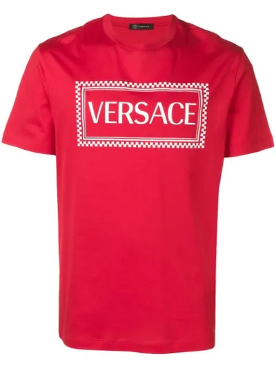Shop Versace Logo Print T-shirt In Red