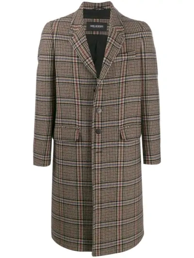 Shop Neil Barrett Checked Overcoat In Black