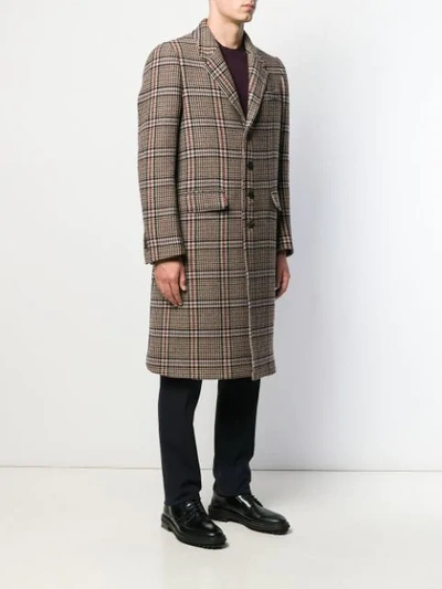 Shop Neil Barrett Checked Overcoat In Black