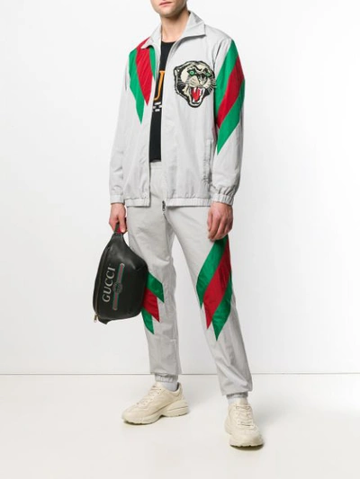 Shop Gucci Tiger Sports Jacket In Grey