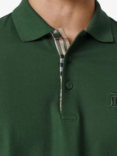 Shop Burberry Pikee-poloshirt Mit Monogramm In Dark Pine Green