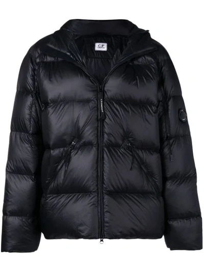 Shop C.p. Company Cp Company Zip Away Hood Padded Jacket - Black