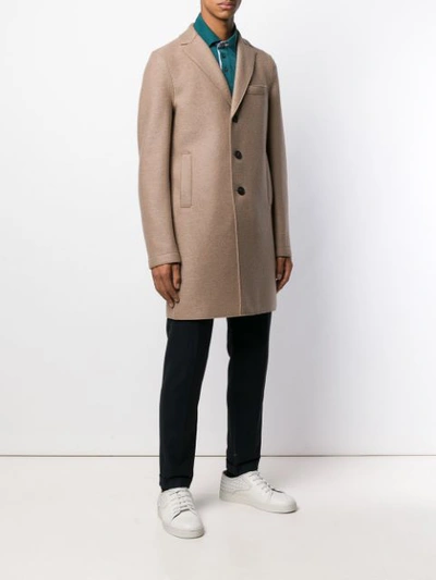 Shop Harris Wharf London Single-breasted Midi Coat In Brown