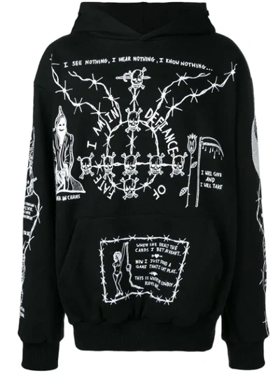 Shop Warren Lotas Oversized Printed Hoodie - Black