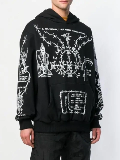 Shop Warren Lotas Oversized Printed Hoodie - Black