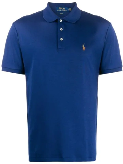 Shop Polo Ralph Lauren Embroidered Logo Polo Shirt In Blue