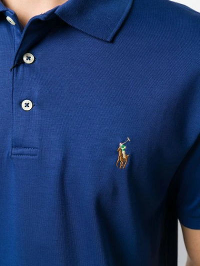 Shop Polo Ralph Lauren Embroidered Logo Polo Shirt In Blue