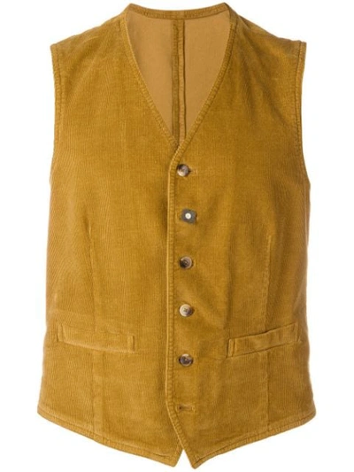 Shop Lardini Corduroy Waistcoat - Yellow