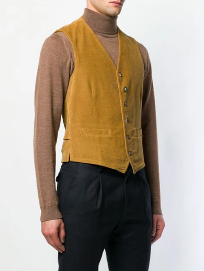 Shop Lardini Corduroy Waistcoat - Yellow