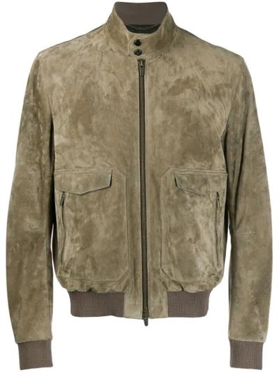 Shop Ajmone Zipped Bomber Jacket In Green