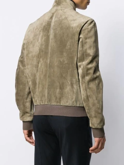 Shop Ajmone Zipped Bomber Jacket In Green