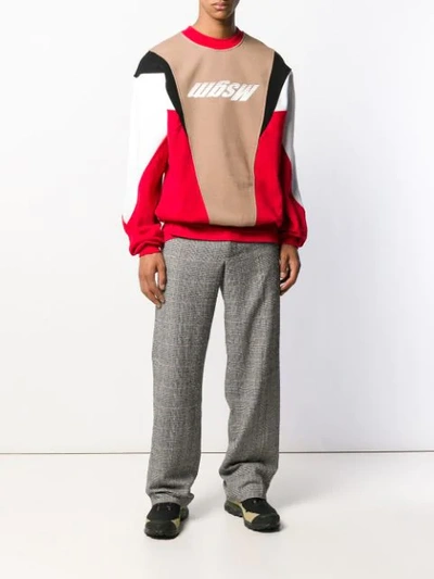 Shop Msgm Panelled Racer Logo Sweatshirt In Neutrals