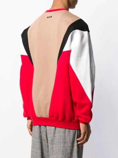 Shop Msgm Panelled Racer Logo Sweatshirt In Neutrals