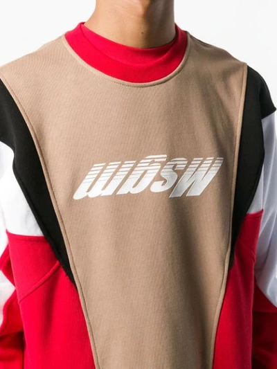 Shop Msgm Panelled Racer Logo Sweatshirt In Neutrals