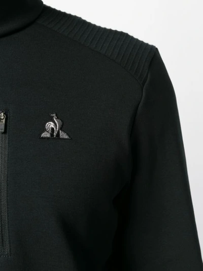 Shop Le Coq Sportif Logo Zipped Sweatshirt - Black