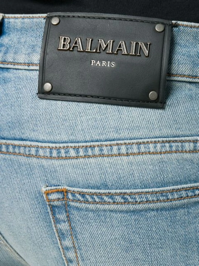 Shop Balmain Ribbed Knees Jeans - Blue