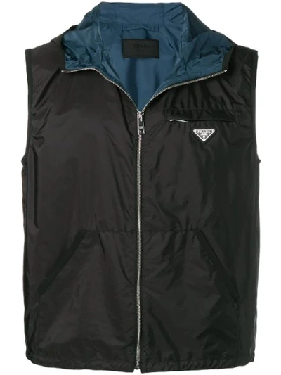 Shop Prada Lightweight Hooded Gilet In Black