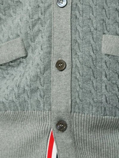 Shop Thom Browne Cable Knit Cardigan In Grey