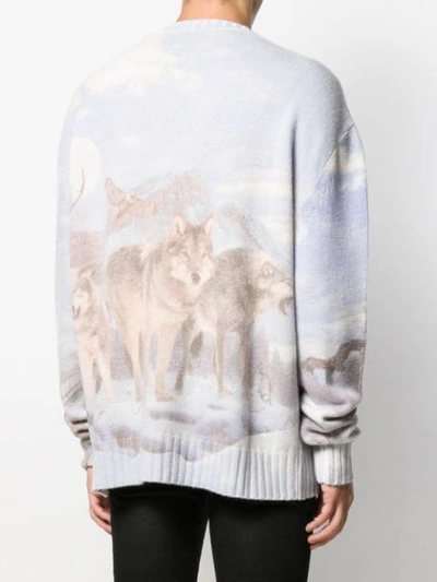 Shop Amiri Wolf Print Jumper In Blue