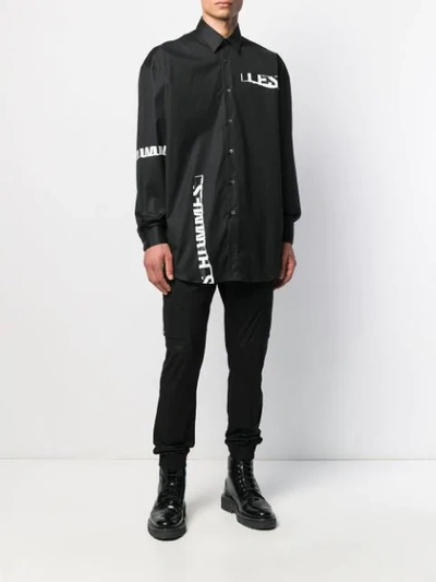 Shop Les Hommes Logo Print Shirt In Black