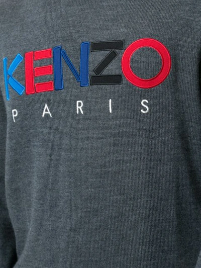 Shop Kenzo Logo Patch Jumper In Grey