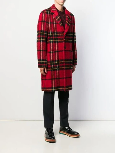 Shop Etro Check Coat In Red