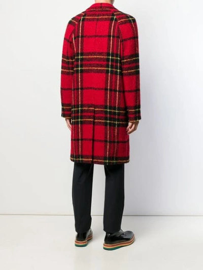 Shop Etro Check Coat In Red